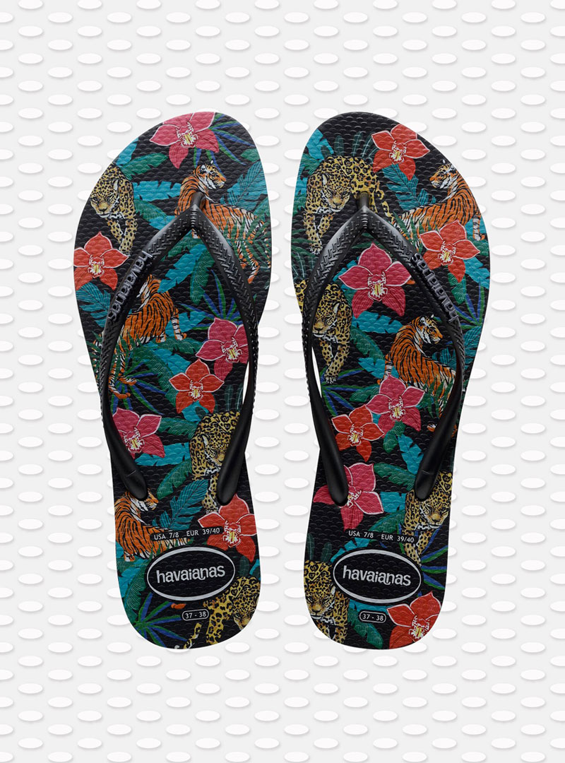 4122111 COL. 2191 BLACK/DARK GREY METALLIC HAVAIANAS SLIM TROPICAL